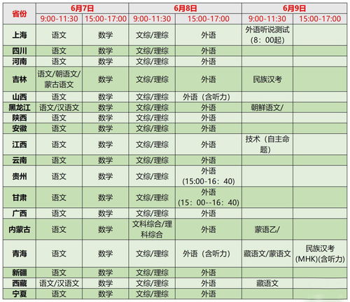 每年高考时间是几月几