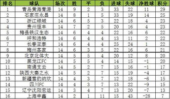 中甲多支队积分排名榜,中甲足球队积分榜