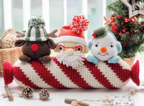 钩织图解 圣诞系列组合挂饰袭来,驯鹿 雪人 圣诞老人和糖果