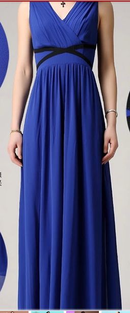 我买了一件宝蓝色的长裙,搭配一件什么样子的外套好看,裙子样子如下 