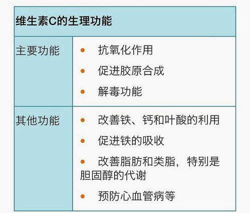 维生素C有哪些主要的生理功能 