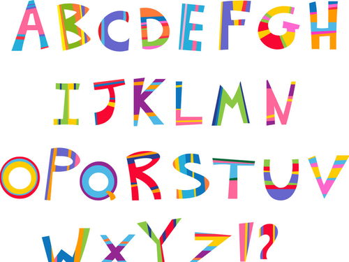 创意可爱撞色英文字母字体设计图片素材 ai模板下载 0.09MB 英文字体大全 字体效果 