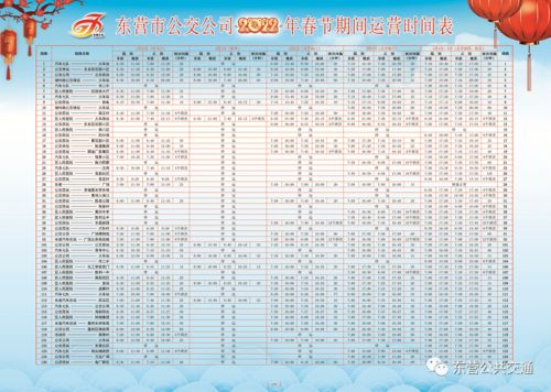 东营市公交公司2022年春节期间运营时间表