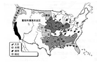 读美国农业带的分布图 图5 ,结合相关知识,回答1 2题 1 图5中农业带的形成,体现了美国农业生产的显著特点是 A.高度机械化 B.地区生产专业化 