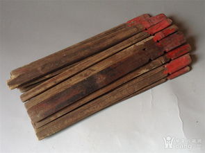 民国时期漆红竹签一把 