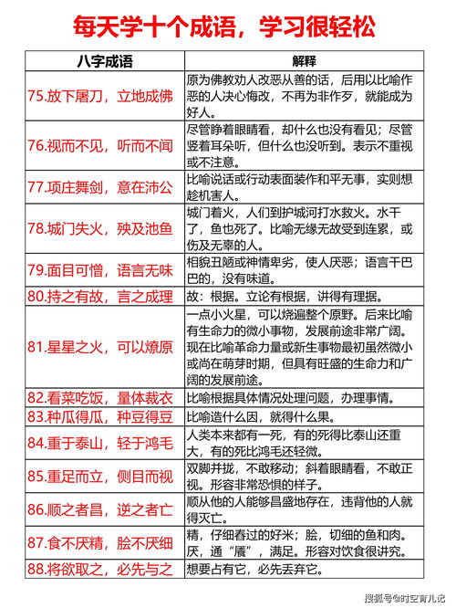 八字成语118个,每天学10个,12天全搞定