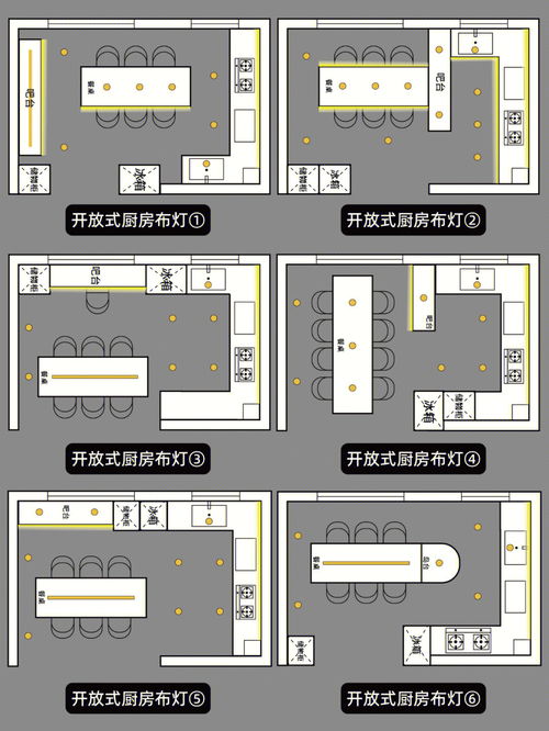 炒实用6种开放式厨房的布灯方式 