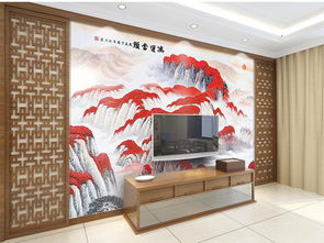 新中式客厅风水画鸿运当头背景墙图片设计素材 高清psd模板下载 237.37MB 中式电视背景墙大全 