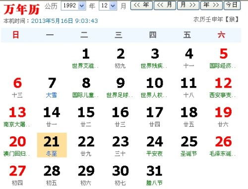 阳历1992.12.21.12时属什么的 