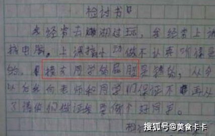 小学生搞笑检讨书,老师看完气得直摇头,老师 你还是换个学校吧