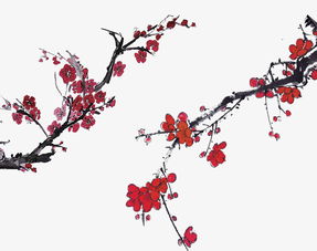 中国水墨红色梅花素材图片免费下载 高清装饰图案png 千库网 图片编号6238049 