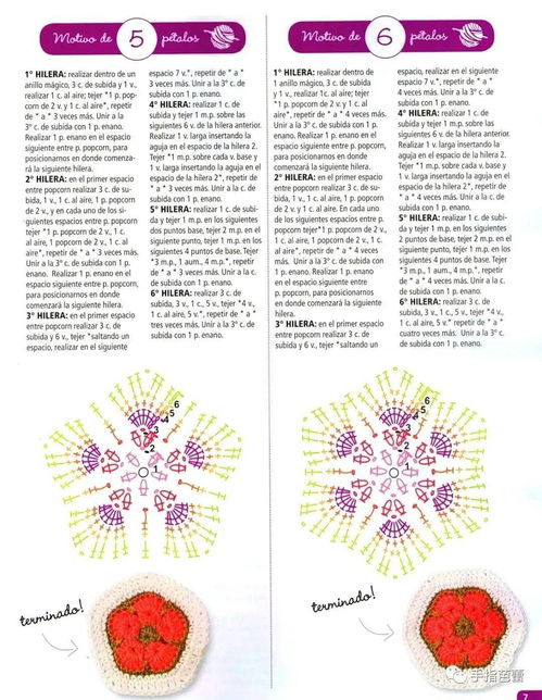 六角花片的钩织与拼接 附图解 