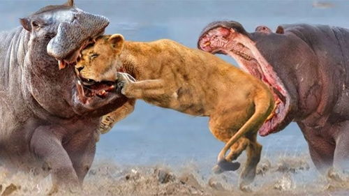 惊人的 瞬间的狮子被其他野生动物羞辱地打败了 狮子对水牛 