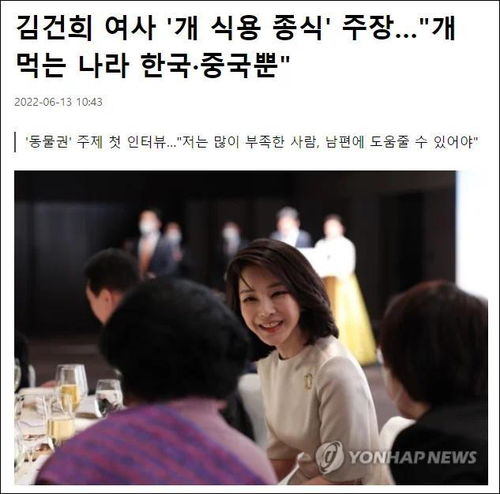 韩第一夫人首次专访,称 吃狗肉有损韩国形象 