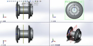 公路车车轴模型 自行车车轴