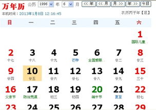 1996年6月10出生的人农历生日是多少 