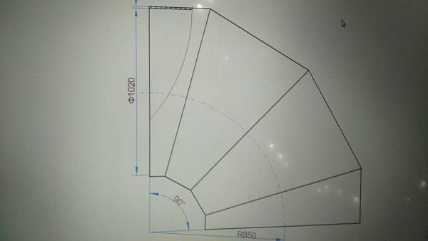 直径400毫米4毫米厚做90度4节弯头怎么放样请把尺寸告诉我 