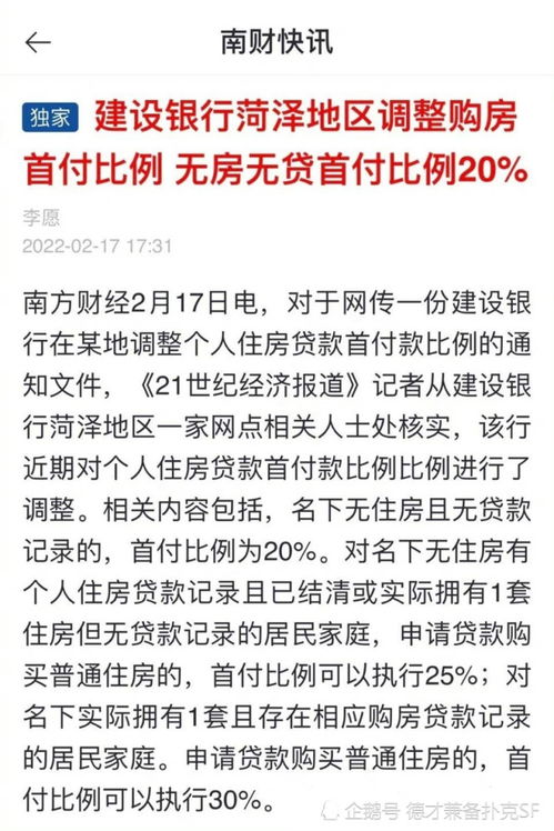 现在首套房首付比例只要20