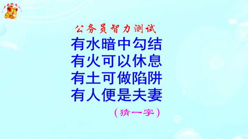 公务员脑力测试,有人便是夫妻打一字,难不倒学霸