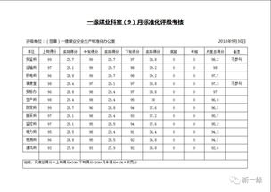 公司9月份绩效考核及标准化评级考核结果公示