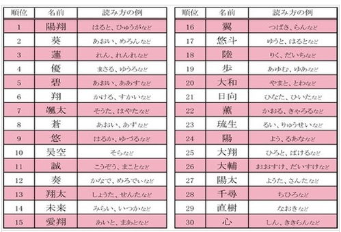 2013 2014年日本男宝宝人气名字排行榜 哪个最受欢迎 