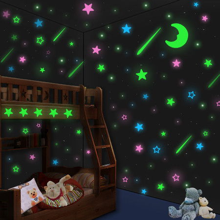 3d立体夜光贴荧光贴星星墙贴月亮蝴蝶 卧室装饰