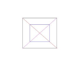 一个大四方形内有个小四方形,两个四方形的四个角用线条连通形成一个图案,请用3笔画出这个图案不能重复走线 