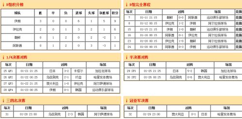 2011年亚洲杯赛程