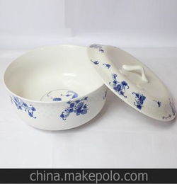 晶莹剔透陶瓷有盖餐碗 青花梦蝶8寸盖碗 陶瓷家用餐碗