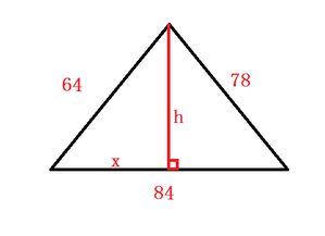 有块三角地三边分别为78米,64米,84米它的面积是多少 