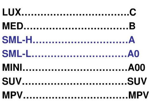 关于汽车业 LUX MED SML H SML L是什么意思 