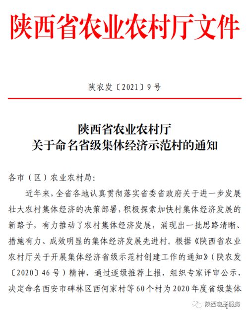 陕西命名60个省集体经济示范村