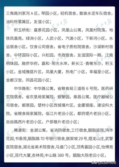 武汉新版无疫情小区社区名单公示