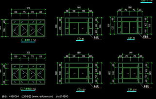 别墅建筑窗户尺寸造型图CAD素材下载 编号4998064 红动网 