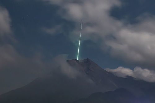一束绿光坠入印尼火山口,外星人射来死光 专家 或只是流星
