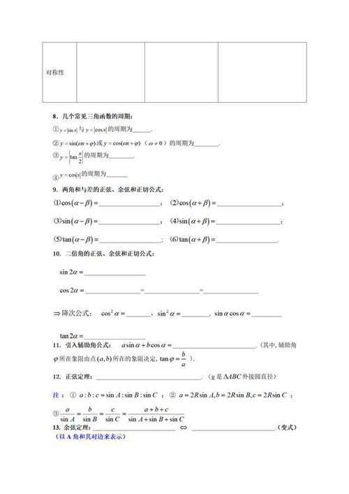 高考数学必背公式与知识点过关检测