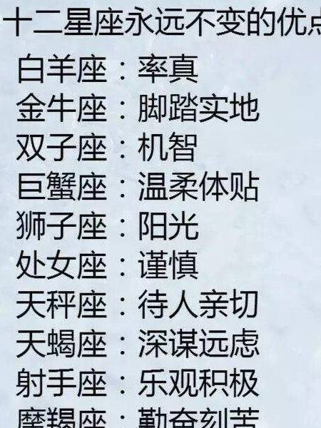 十二星座永不变的优点,射手座乐观积极,水瓶座头脑灵活