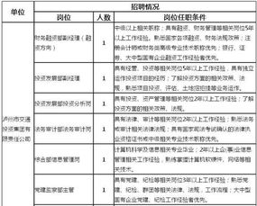 2017四川泸州市交通投资集团有限责任公司招聘福利待遇及职位要求 