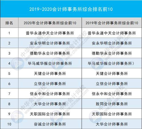  2019年度中国会计事务所100强榜单