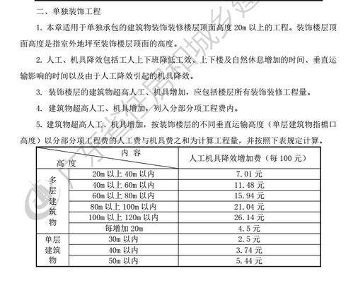 超高增加费 仅限广东定额