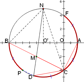 如图,圆O与x轴交于A B两点,与y轴交于C F两点,点D是圆O上一点,且DC弧 AC弧, 