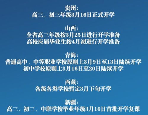 五省计划3月份学校恢复上课 高三初三等毕业班为主,小学还很少