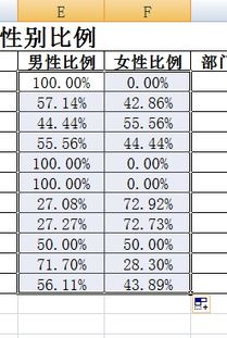 EXCEL花名册实时自动生成各部门性别比例 