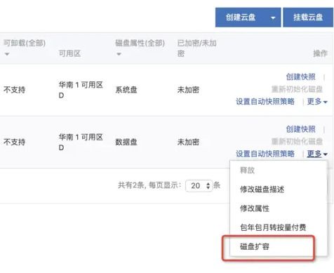 阿里云服务器云盘扩容后磁盘容量未更新(阿里云扩容后服务器后)