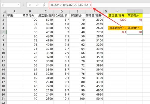 excel表中体测数据怎么把体测各项数据转换为评分 下面是评定标准,求解,急 