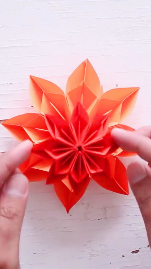 再来一款不一样折法的纸花朵 