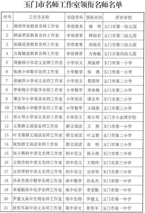 玉门市教育局关于第一批名师工作室命名挂牌的通知