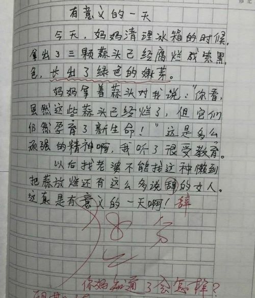 小学生作文 我的班主任 ,老师无奈给满分 构思巧妙,胆子很大