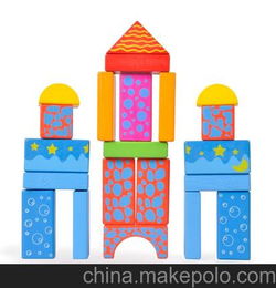 儿童益智彩色印花木制积木 100粒积木拼装木质玩具批发