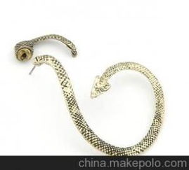 欧美复古饰品 朋克方格小蛇缠绕耳钉批发